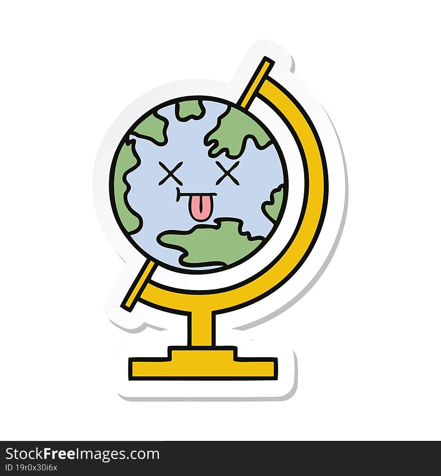 sticker of a cute cartoon globe of the world