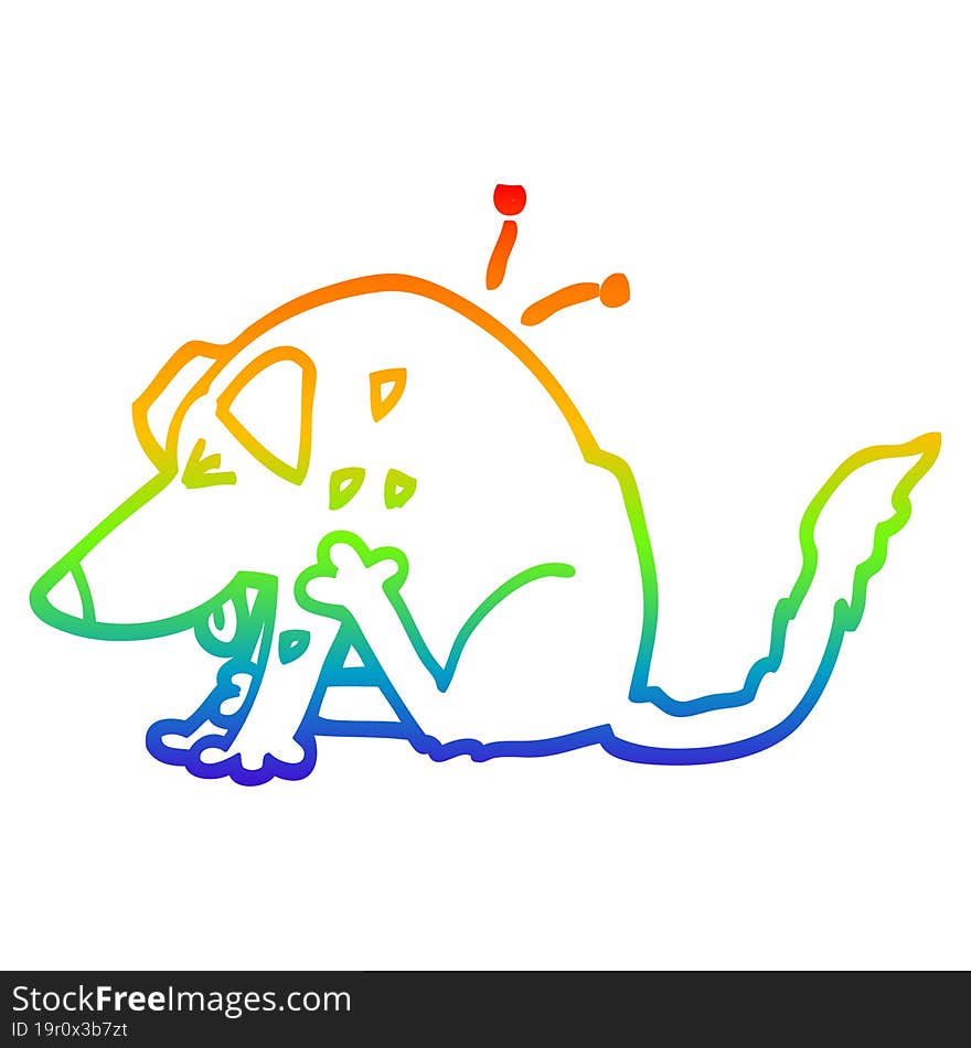 rainbow gradient line drawing cartoon dog scratching