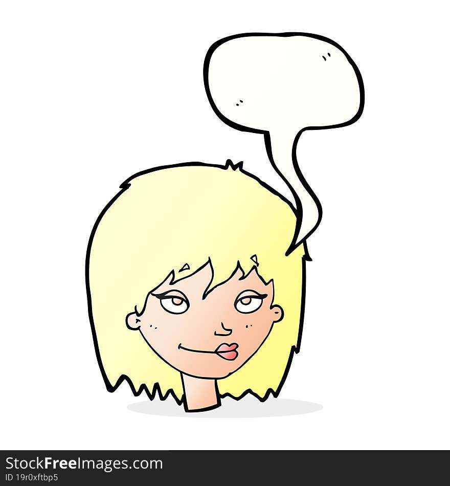 cartoon smiling woman with speech bubble