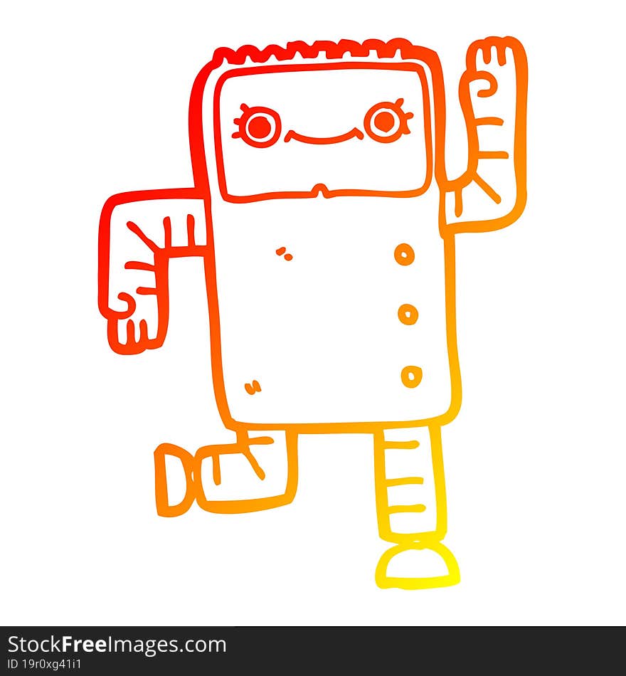 warm gradient line drawing of a cartoon robot