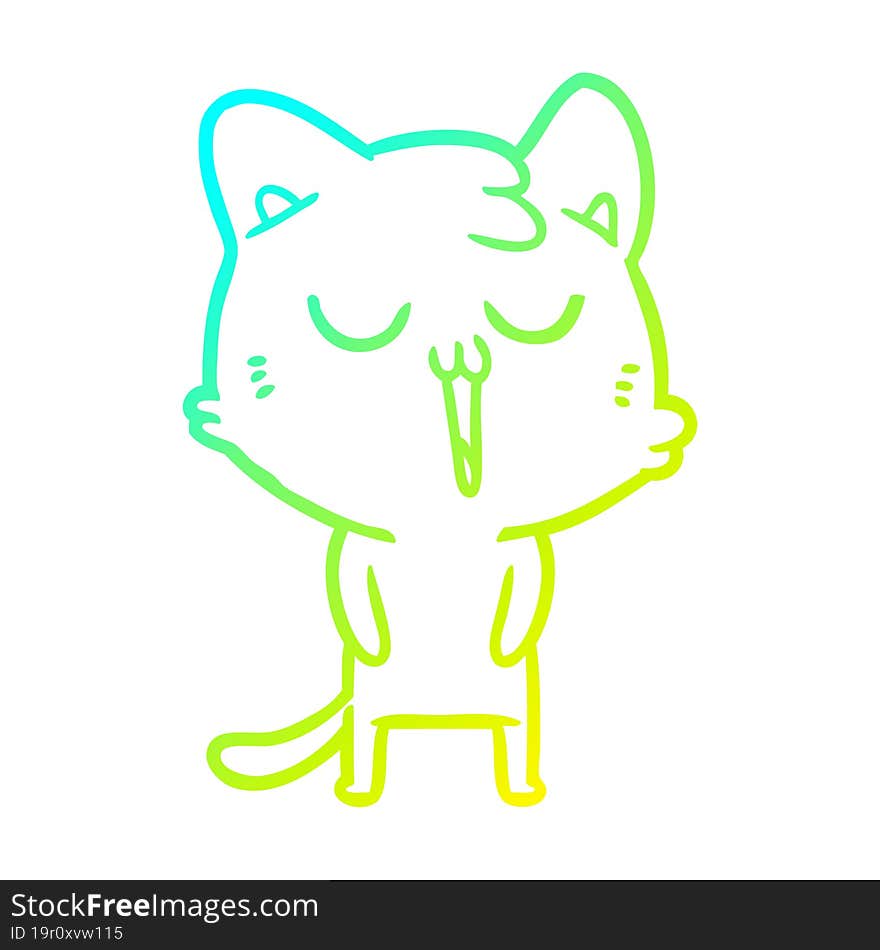 cold gradient line drawing cartoon cat singing