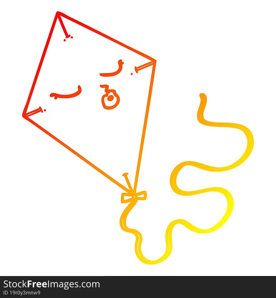 warm gradient line drawing cartoon kite