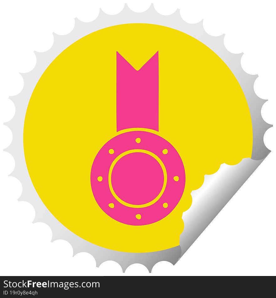 circular peeling sticker cartoon gold medal