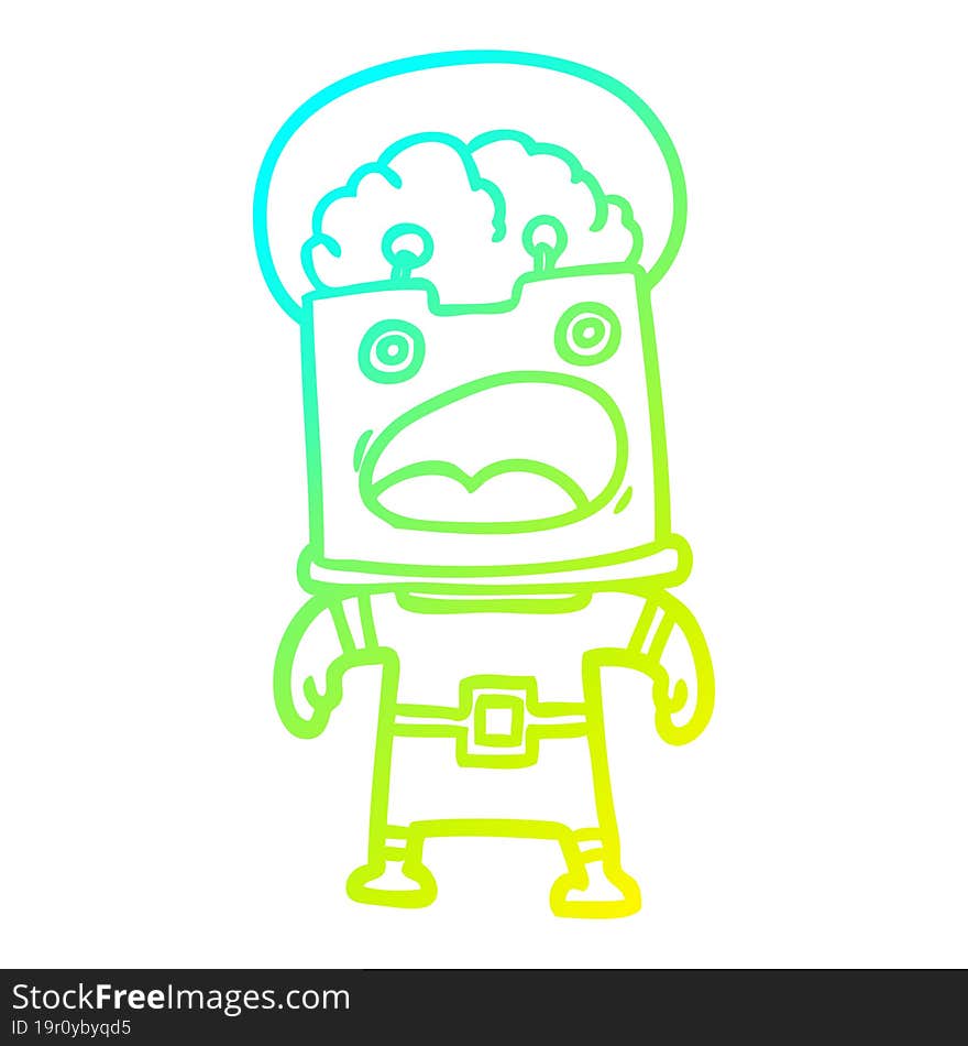 cold gradient line drawing cartoon robot