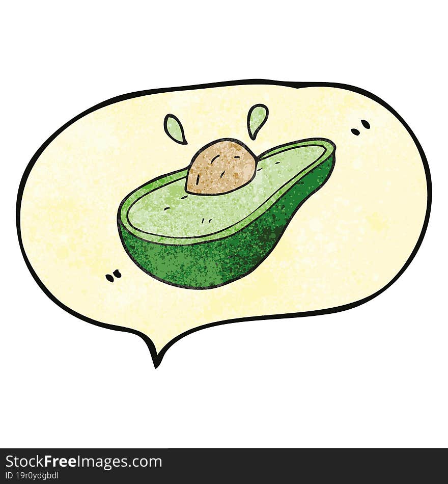 speech bubble textured cartoon avocado