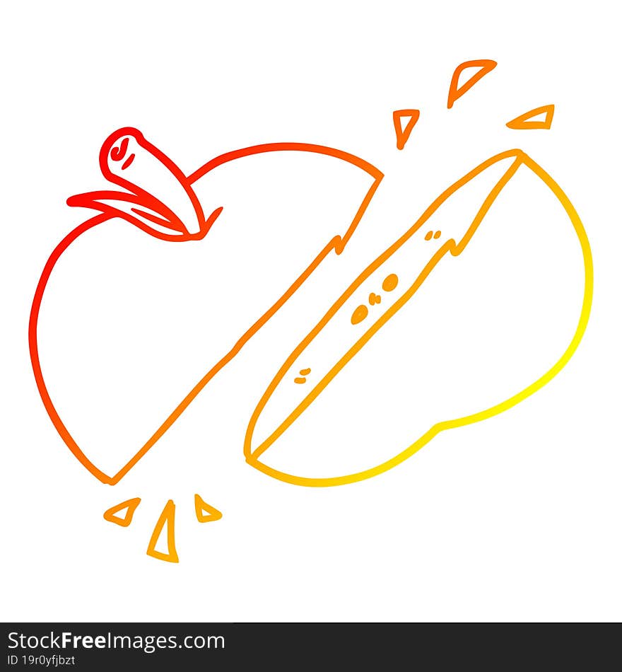 Warm Gradient Line Drawing Cartoon Sliced Apple