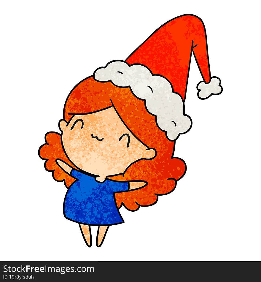 christmas textured cartoon of kawaii girl