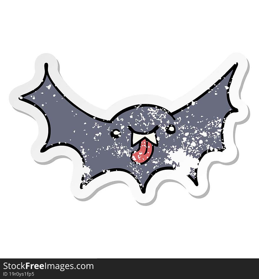 distressed sticker of a cartoon vampire bat