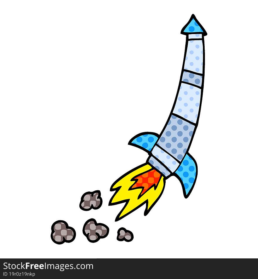 cartoon doodle space rocket