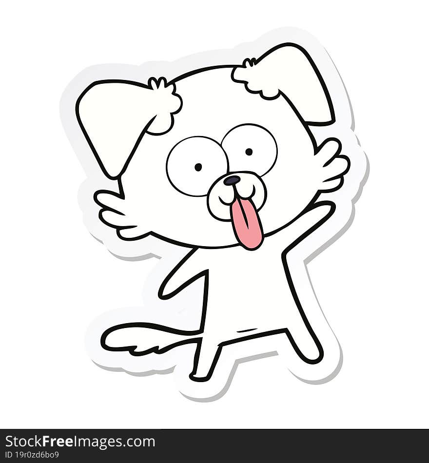 sticker of a cartoon dog with tongue sticking out