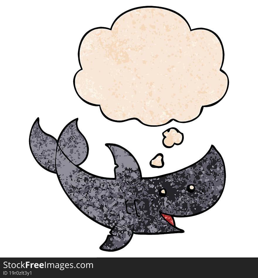 cartoon shark and thought bubble in grunge texture pattern style