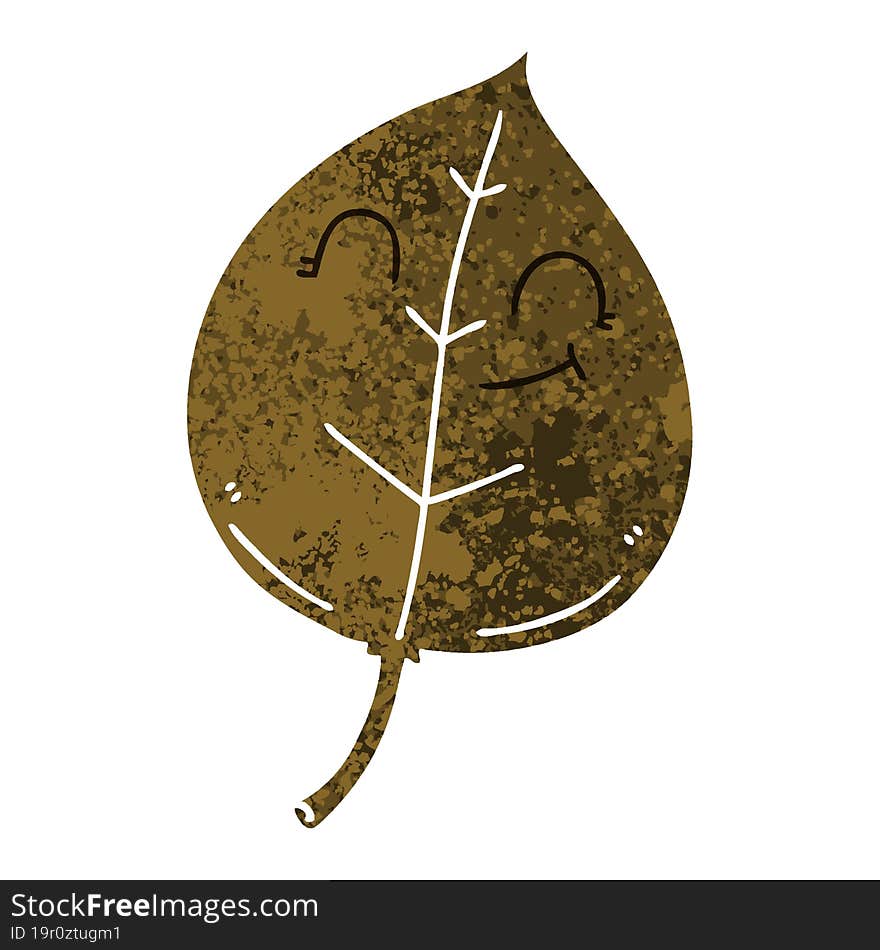 quirky retro illustration style cartoon happy leaf