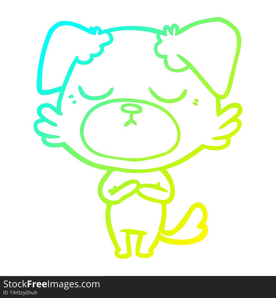 Cold Gradient Line Drawing Cute Cartoon Dog