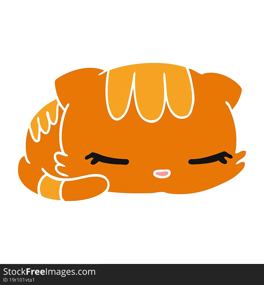 cartoon illustration kawaii cute sleeping kitten. cartoon illustration kawaii cute sleeping kitten