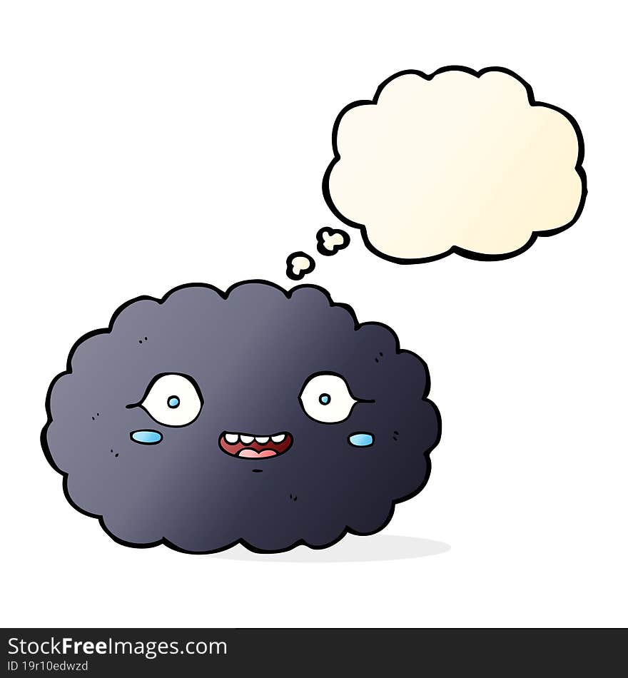 happy cartoon cloud with thought bubble