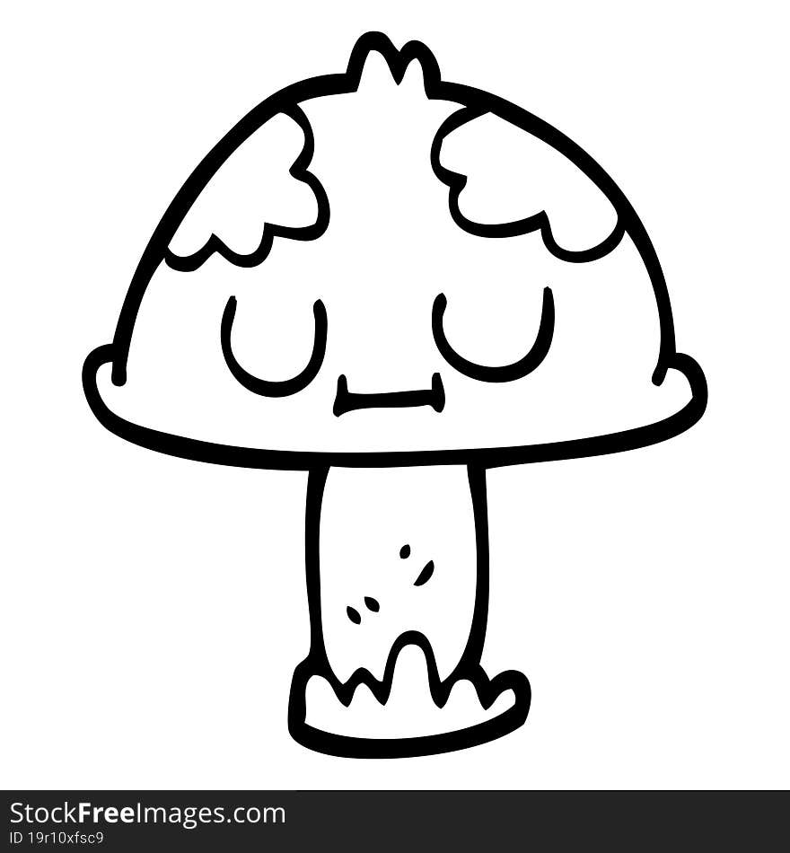 Line Drawing Cartoon Cute Mushroom