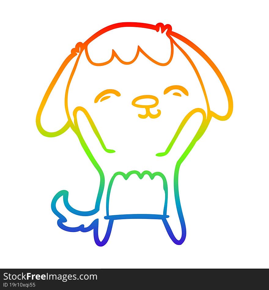 rainbow gradient line drawing of a happy cartoon dog