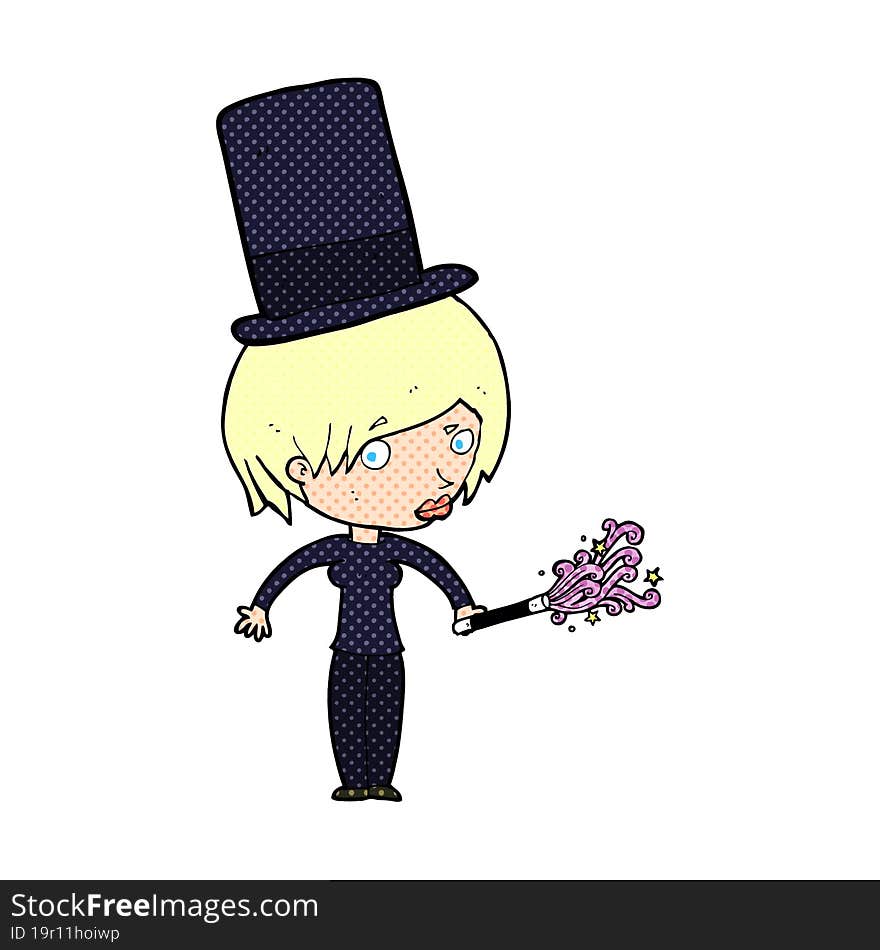 cartoon female magician