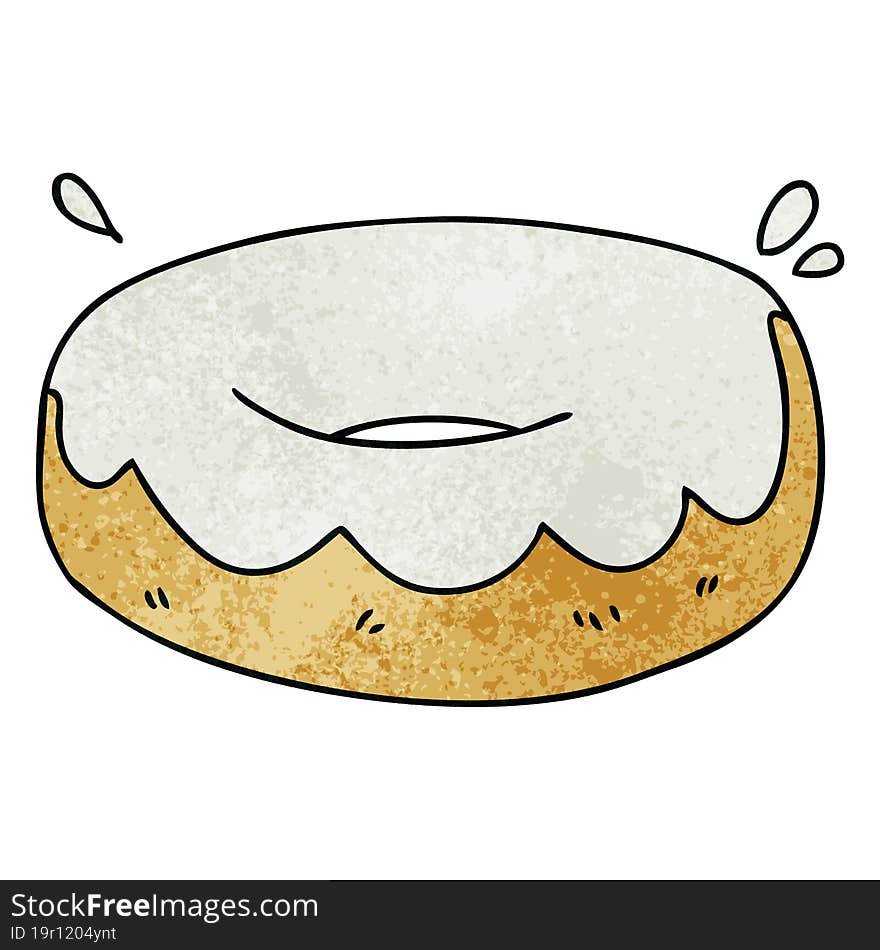 quirky hand drawn cartoon iced donut