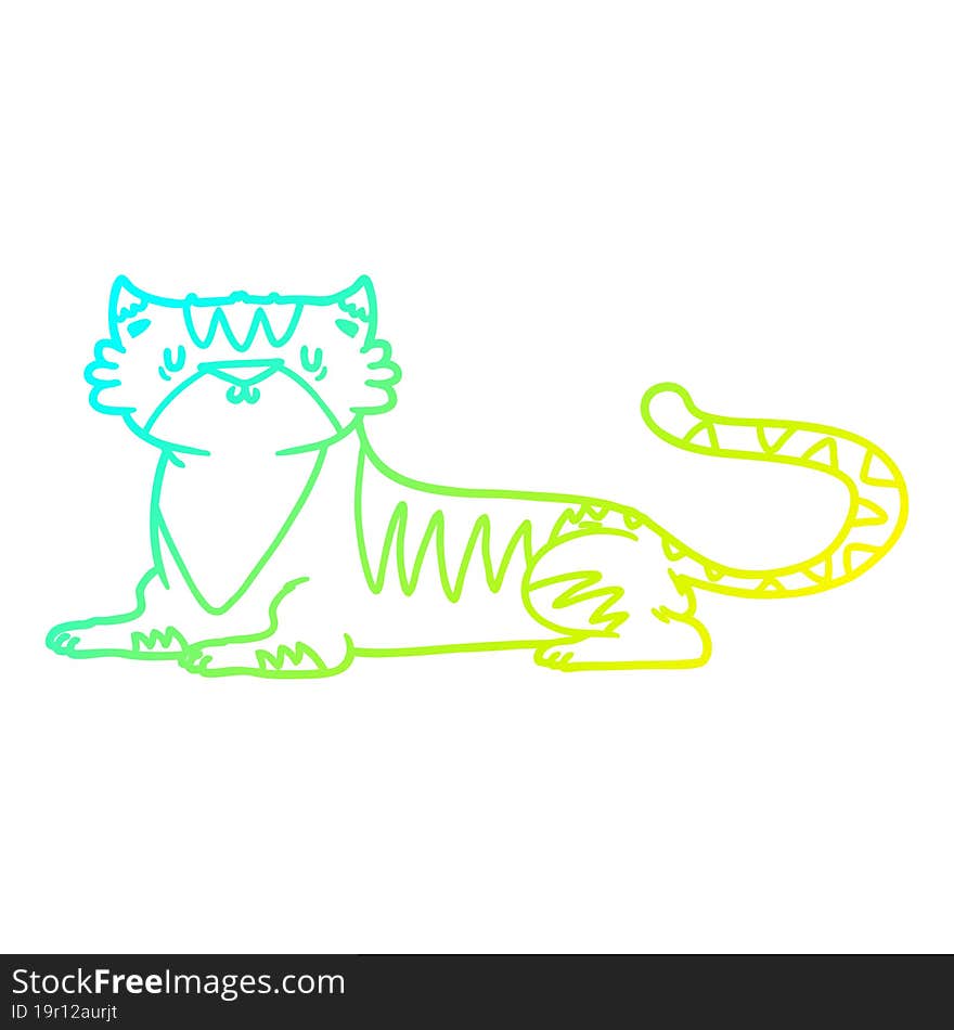 Cold Gradient Line Drawing Cartoon Tiger