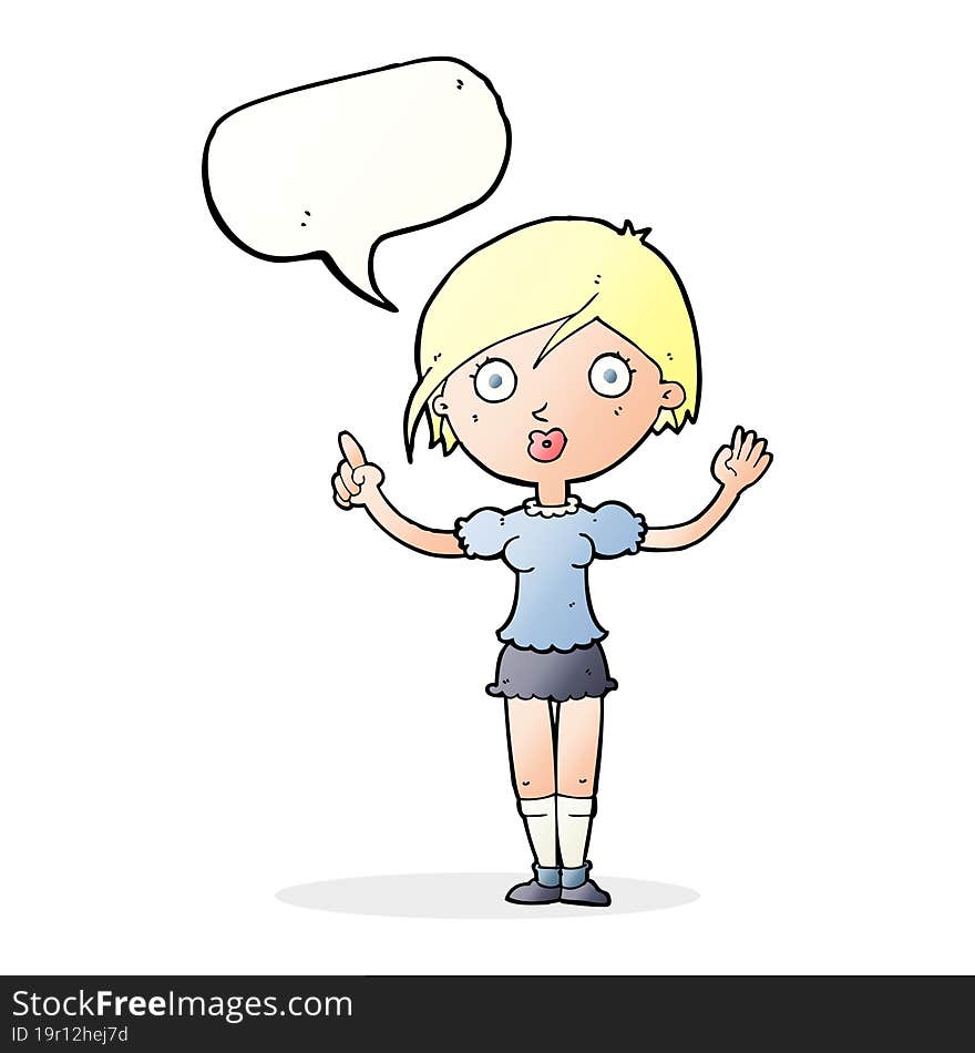 cartoon girl asking question with speech bubble