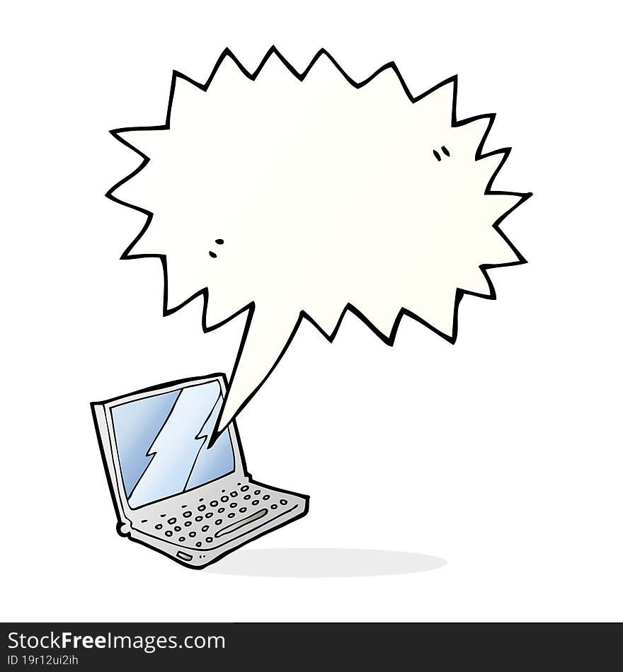 cartoon laptop computer with speech bubble