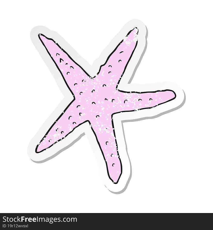 retro distressed sticker of a cartoon starfish