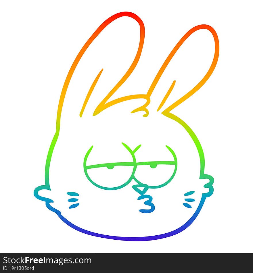 rainbow gradient line drawing cartoon jaded rabbit face