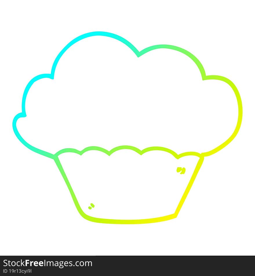 cold gradient line drawing of a cartoon cupcake