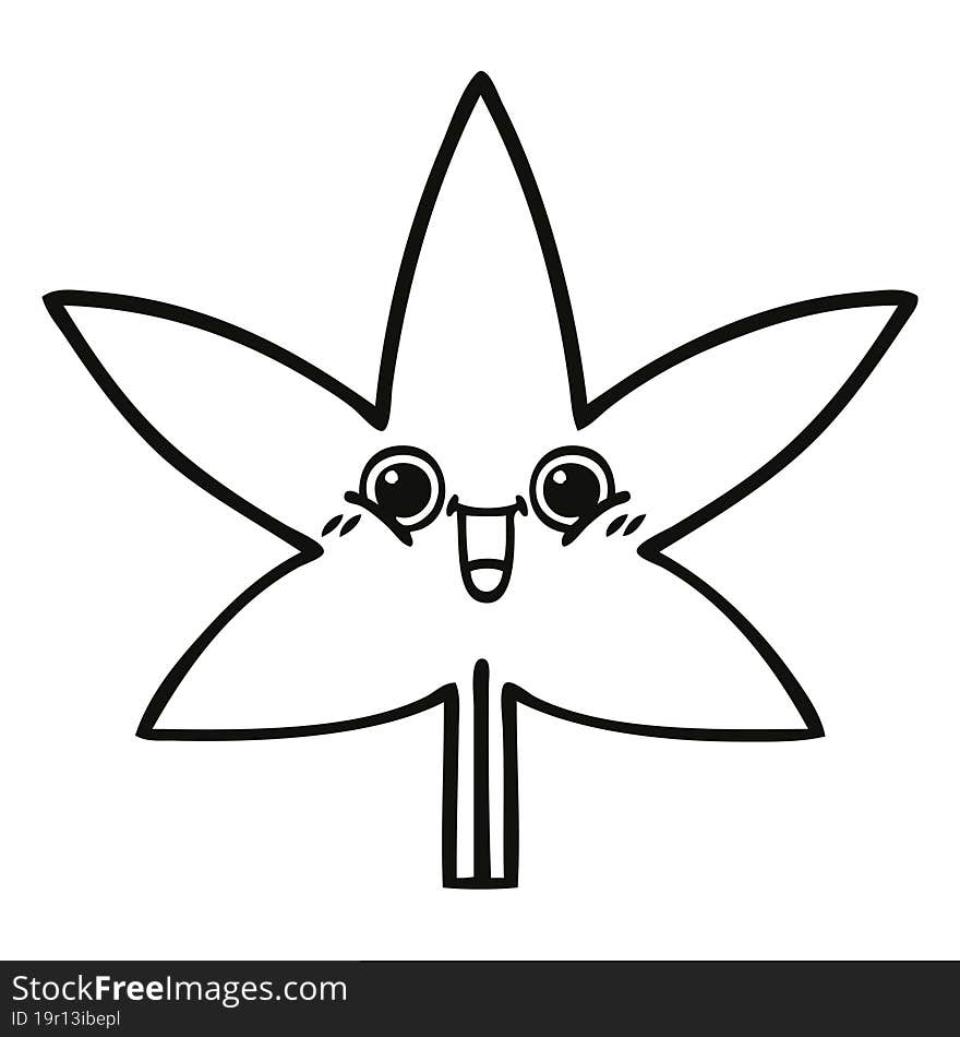 line drawing cartoon marijuana leaf