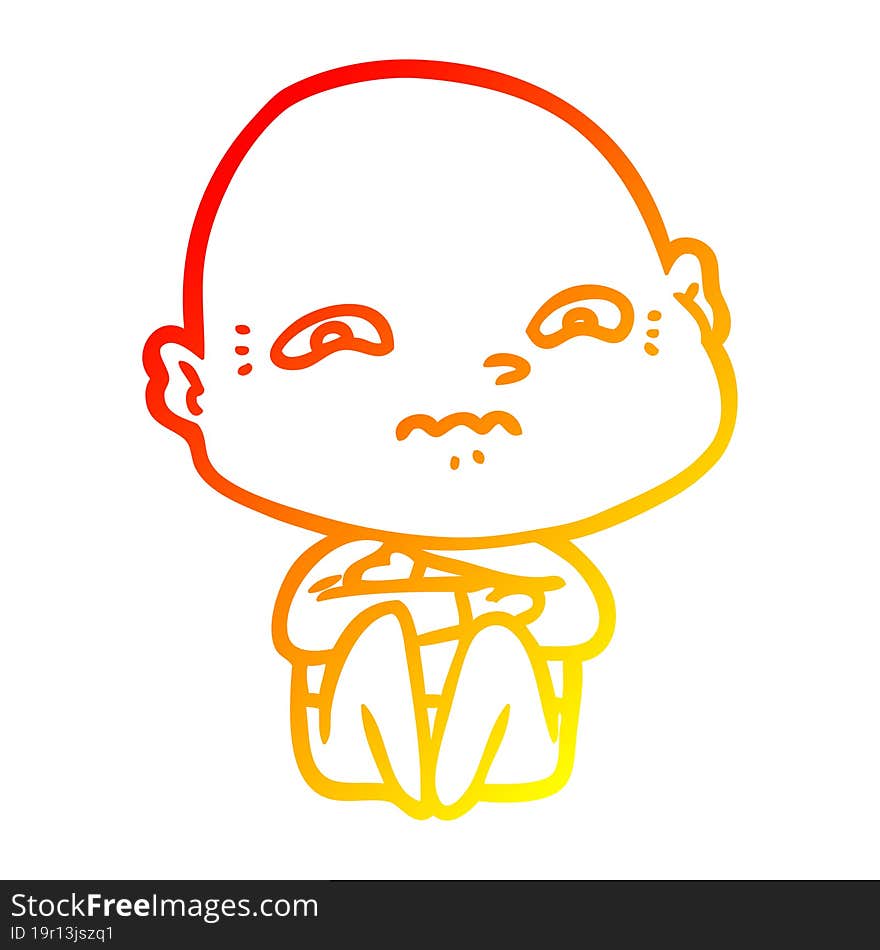 warm gradient line drawing cartoon nervous man