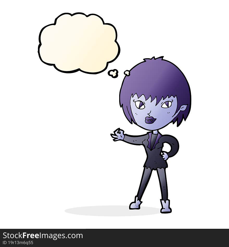 cartoon vampire girl with thought bubble