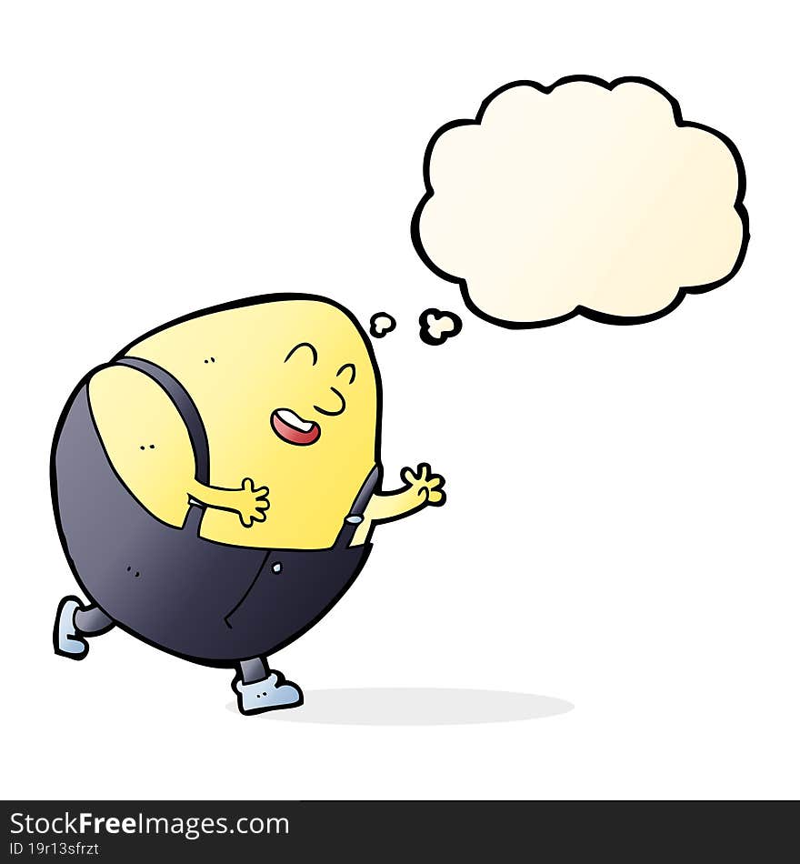 Cartoon Humpty Dumpty Egg Character With Thought Bubble