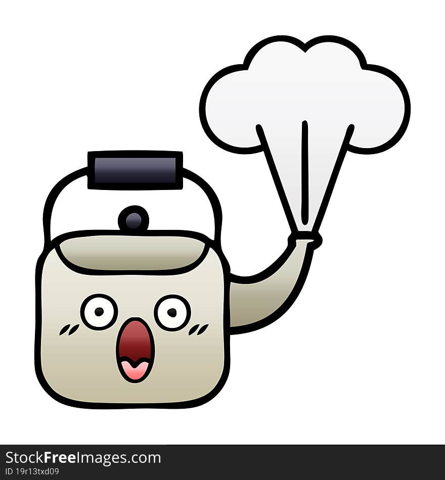 Gradient Shaded Cartoon Steaming Kettle