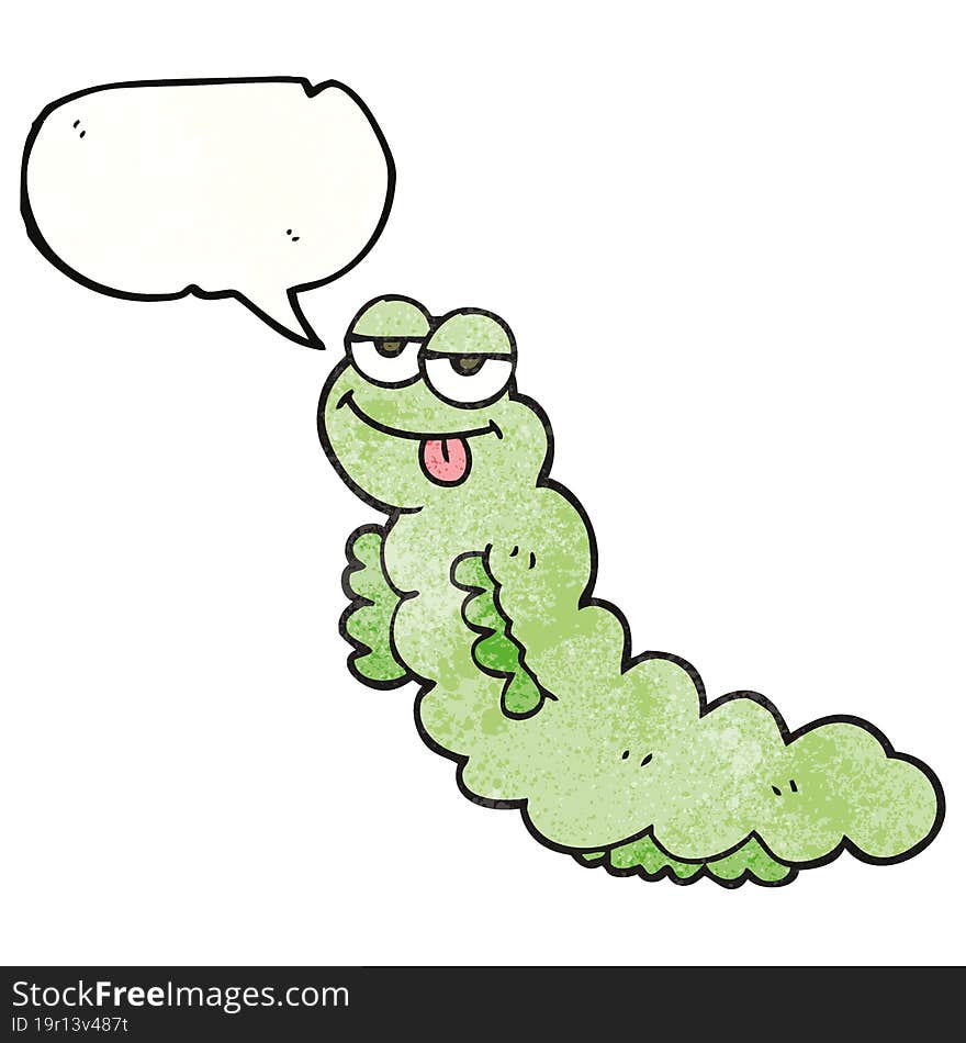 freehand drawn texture speech bubble cartoon caterpillar