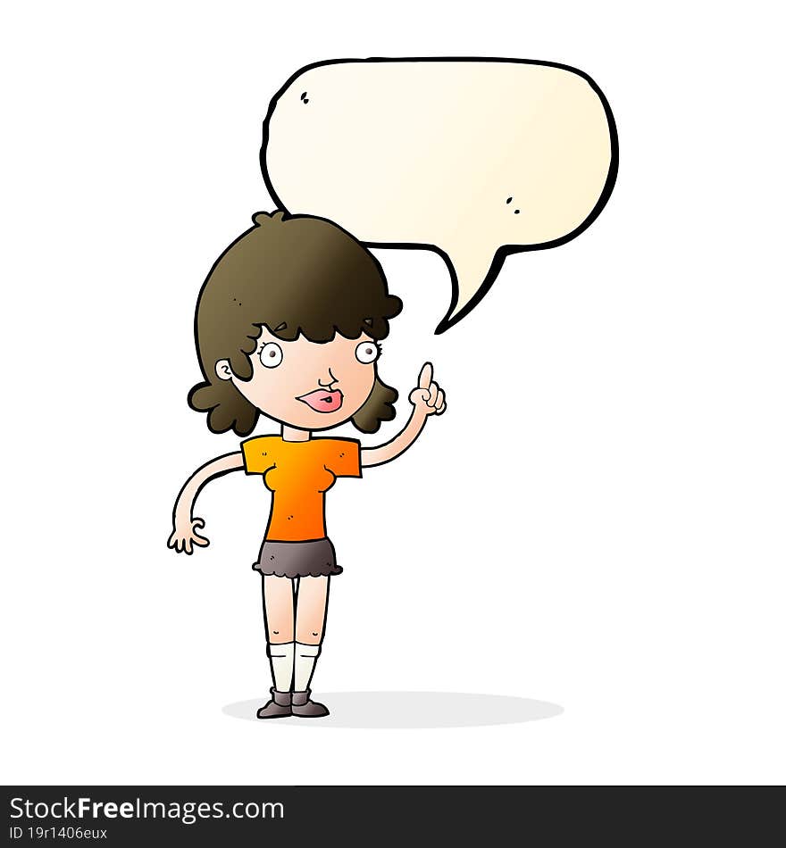 cartoon woman with idea with speech bubble