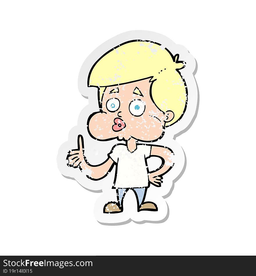 retro distressed sticker of a cartoon boy giving thumbs up