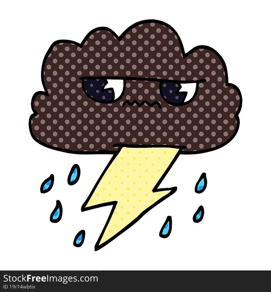 cartoon doodle thunder weather cloud