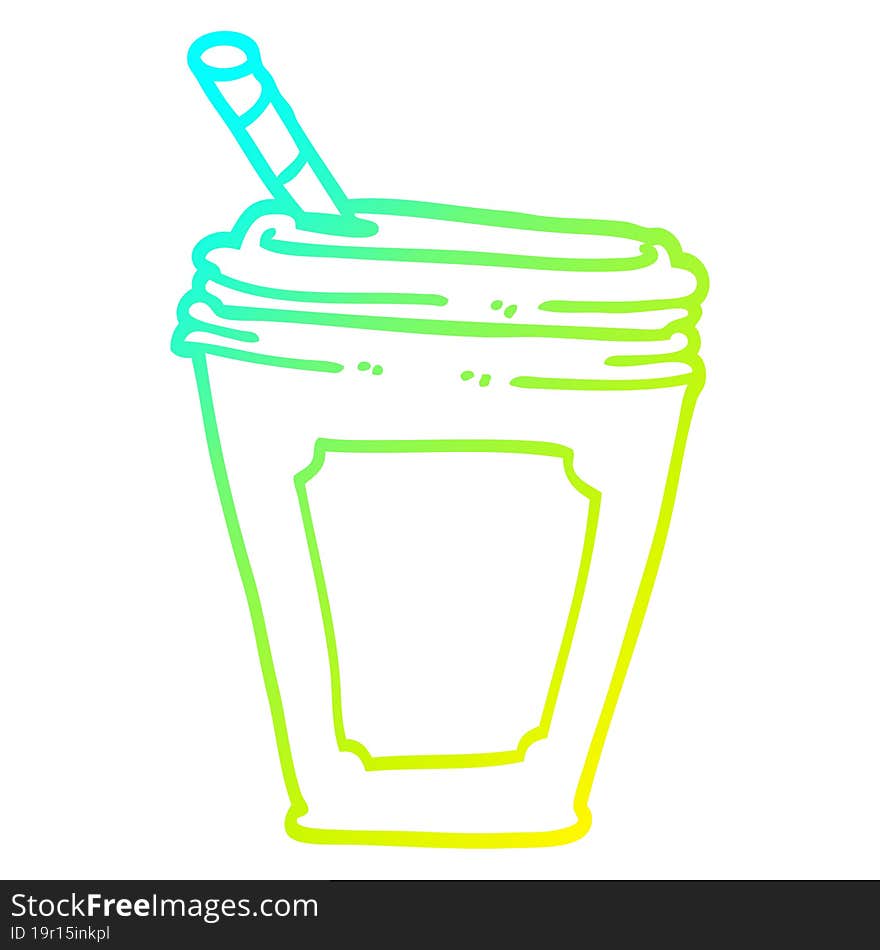 cold gradient line drawing cartoon coffee cup with straw