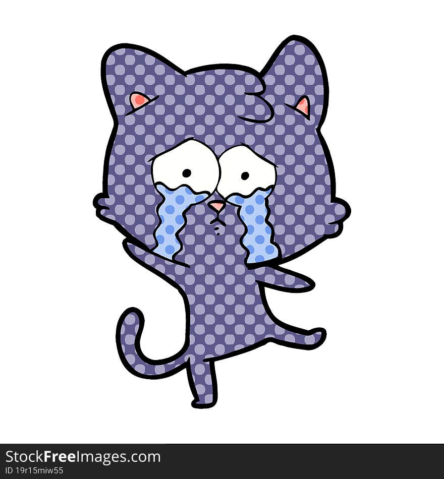 cartoon crying cat. cartoon crying cat