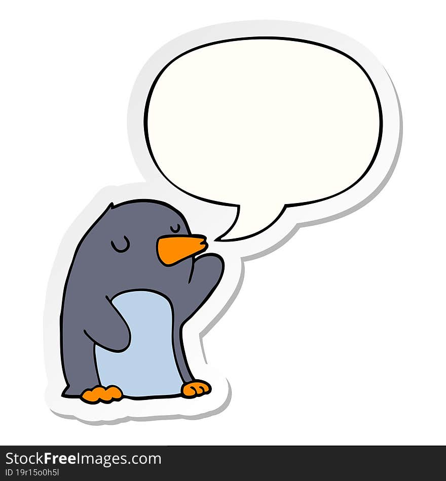 cartoon penguin and speech bubble sticker