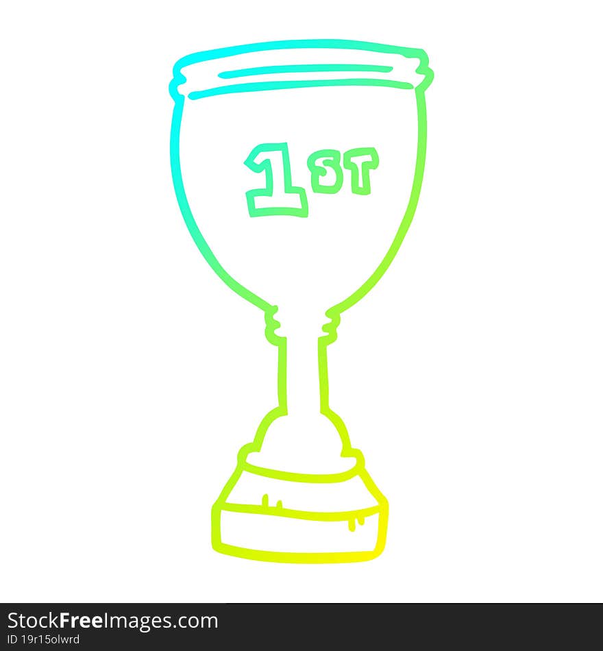 cold gradient line drawing cartoon sports trophy