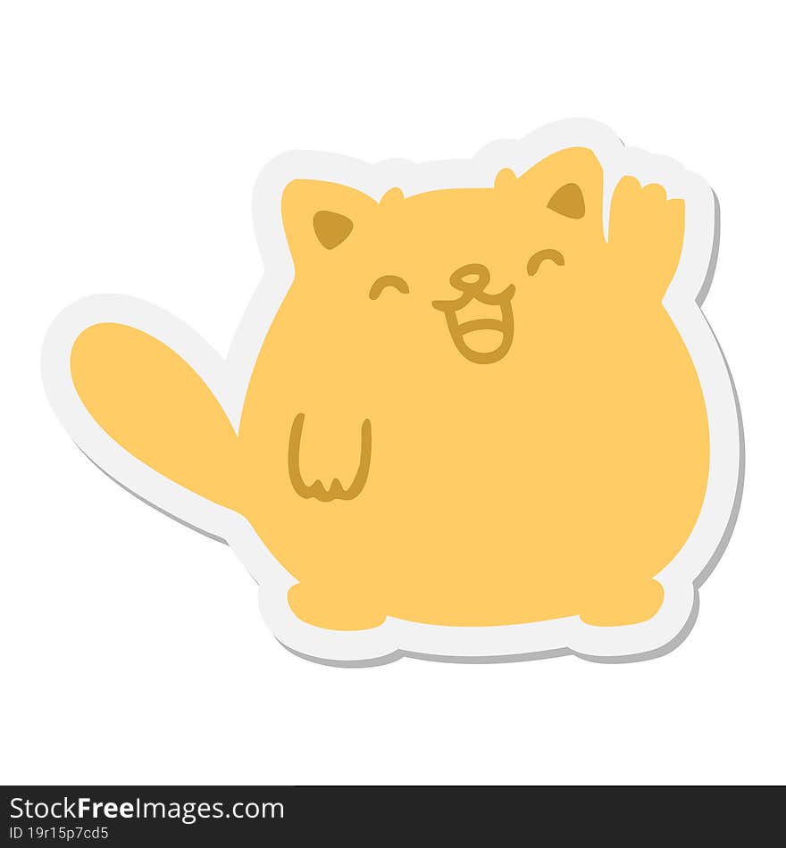 cute cartoon cat waving sticker