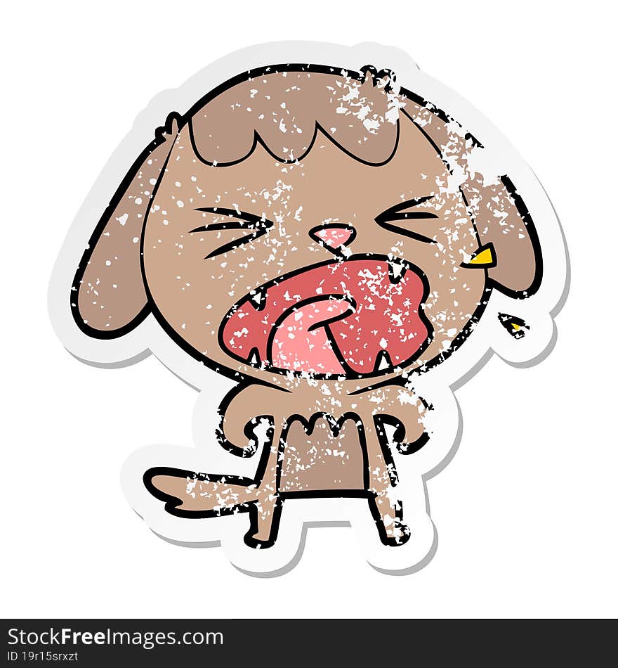 Distressed Sticker Of A Cute Cartoon Dog