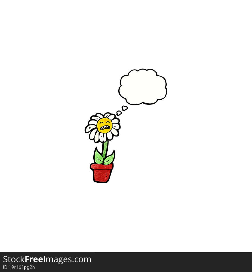 Flower With Thougth Bubble Cartoon