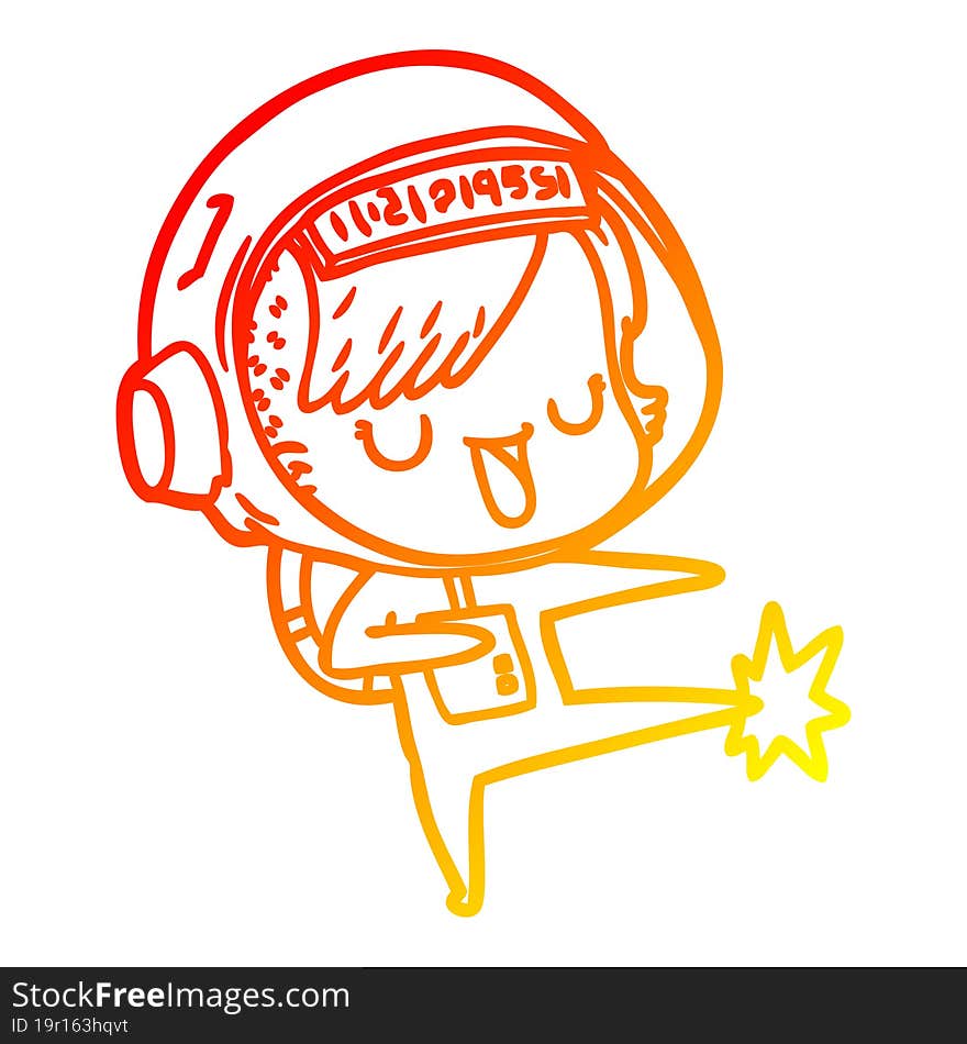 warm gradient line drawing cartoon astronaut woman