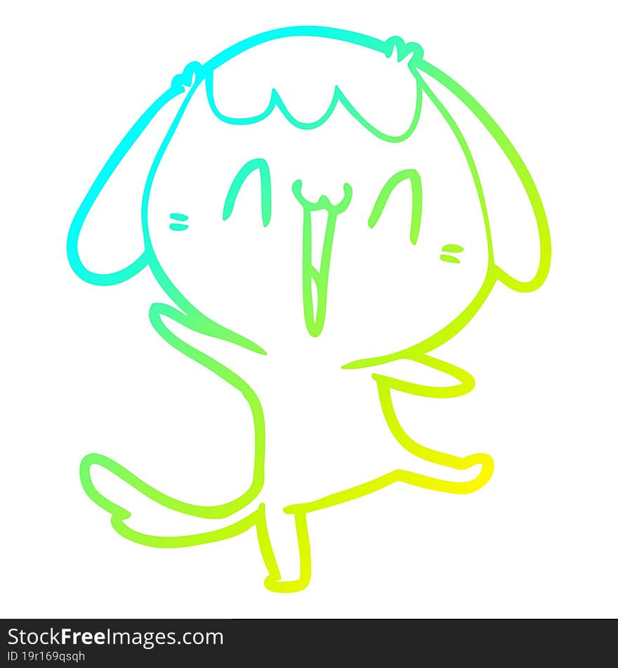 cold gradient line drawing of a cute cartoon dog