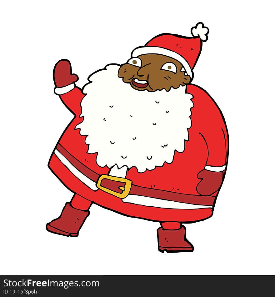 funny waving santa claus cartoon