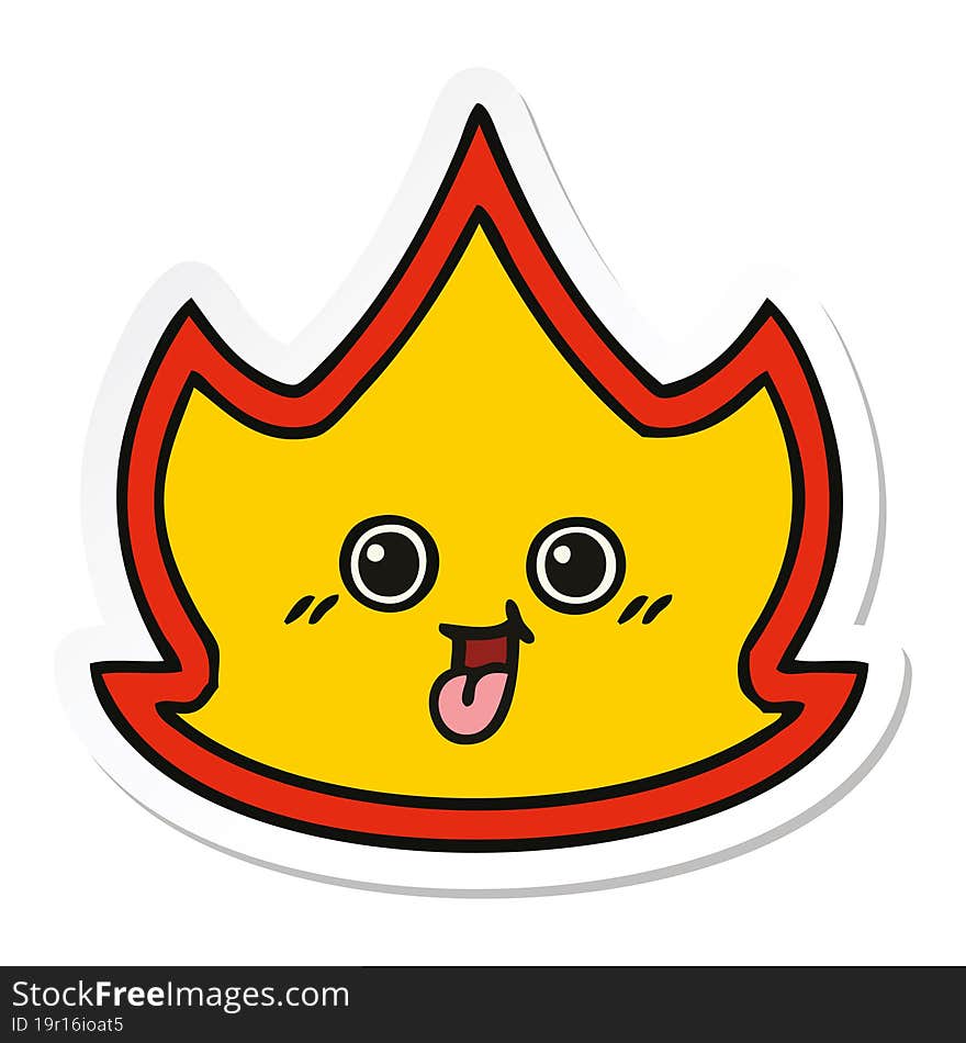 sticker of a cute cartoon fire