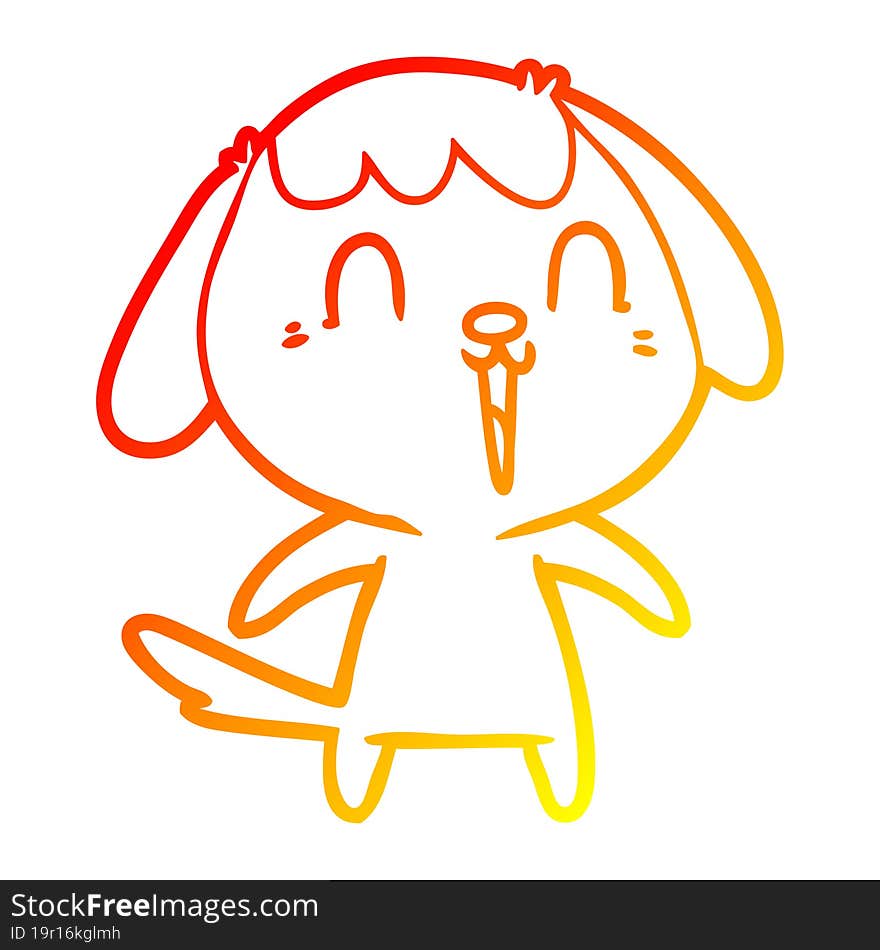 warm gradient line drawing of a cute cartoon dog